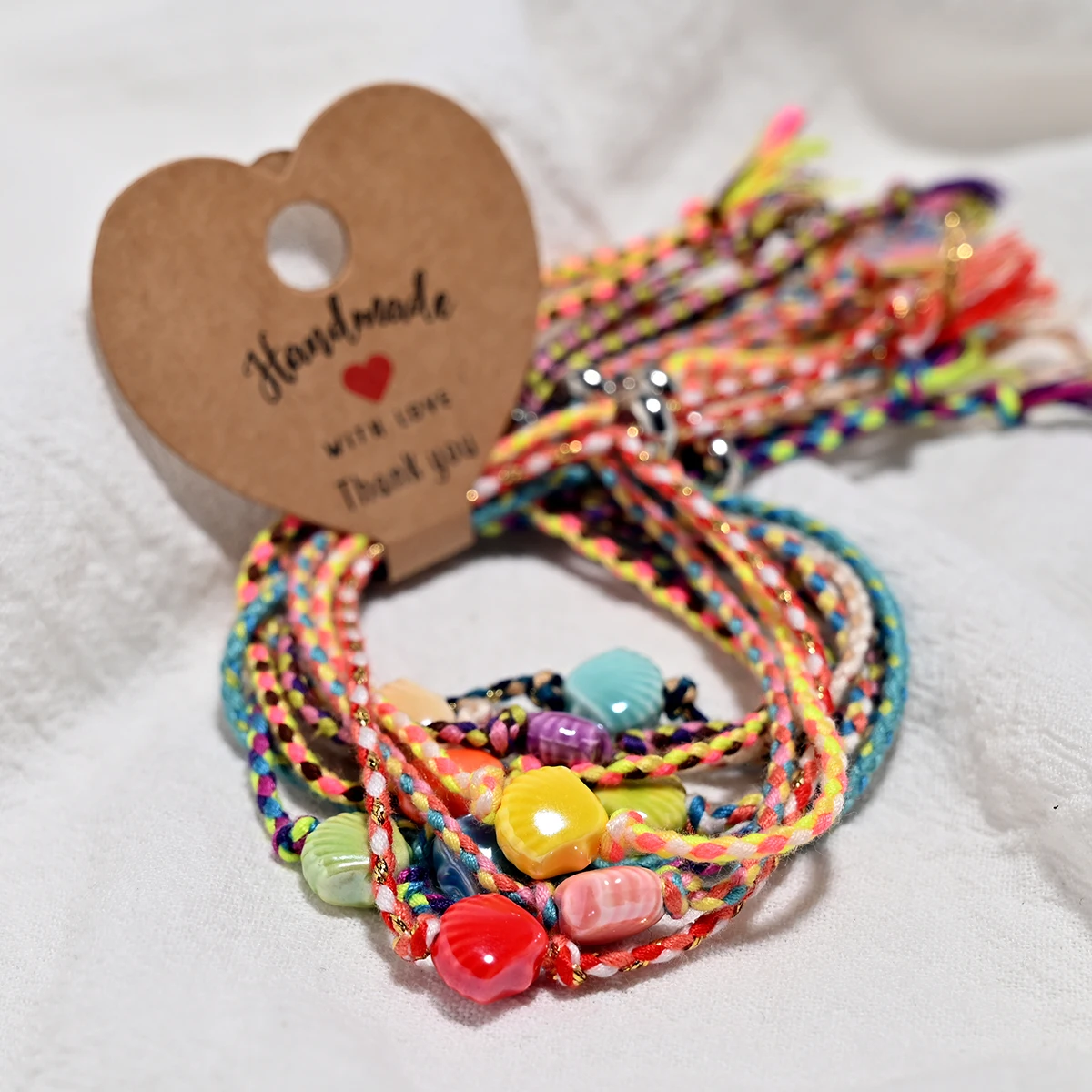 10 قطعة سوار شل السيراميك للنساء الصداقة البوهيمي تكويم الملونة حبل المعصم سحر سوار الإكسسوارات