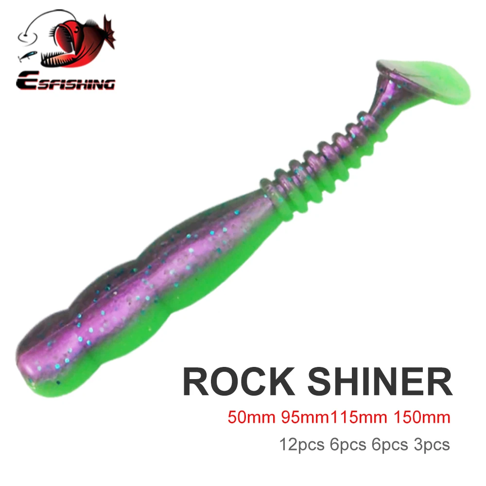 ESFISHING Rock Viber Shad 50mm 95mm 115mm 150mm Rock Shiner Sea Soft Baits Pesca Artificial Silicone Isca Fishing Lures