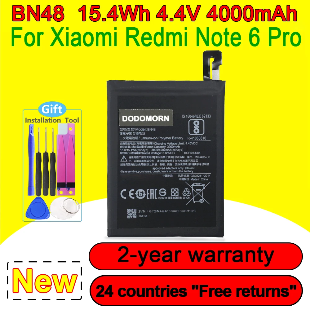 

100% NEW BN48 3900mAh High Quality Battery For Xiaomi Redmi Note 6 Pro Smartphone/Smart Mobile Phone With Tracking Number