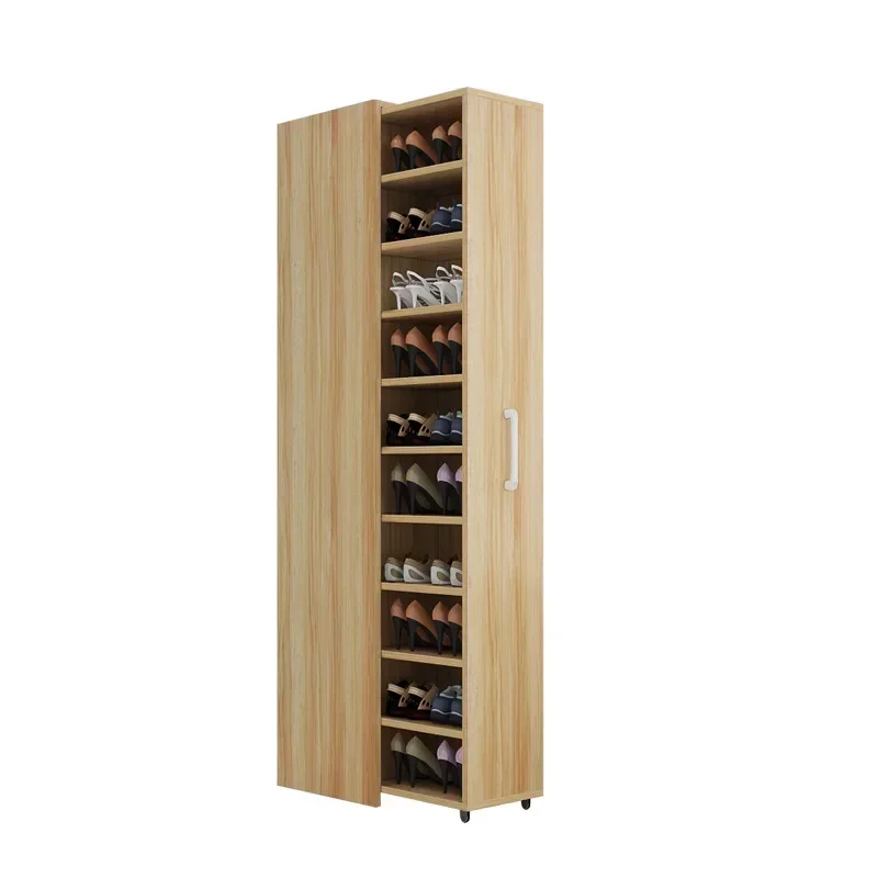 Push-pull dustproof shoe cabinet for household doorstep, large capacity with wheels, side pull shoe , storage drawer