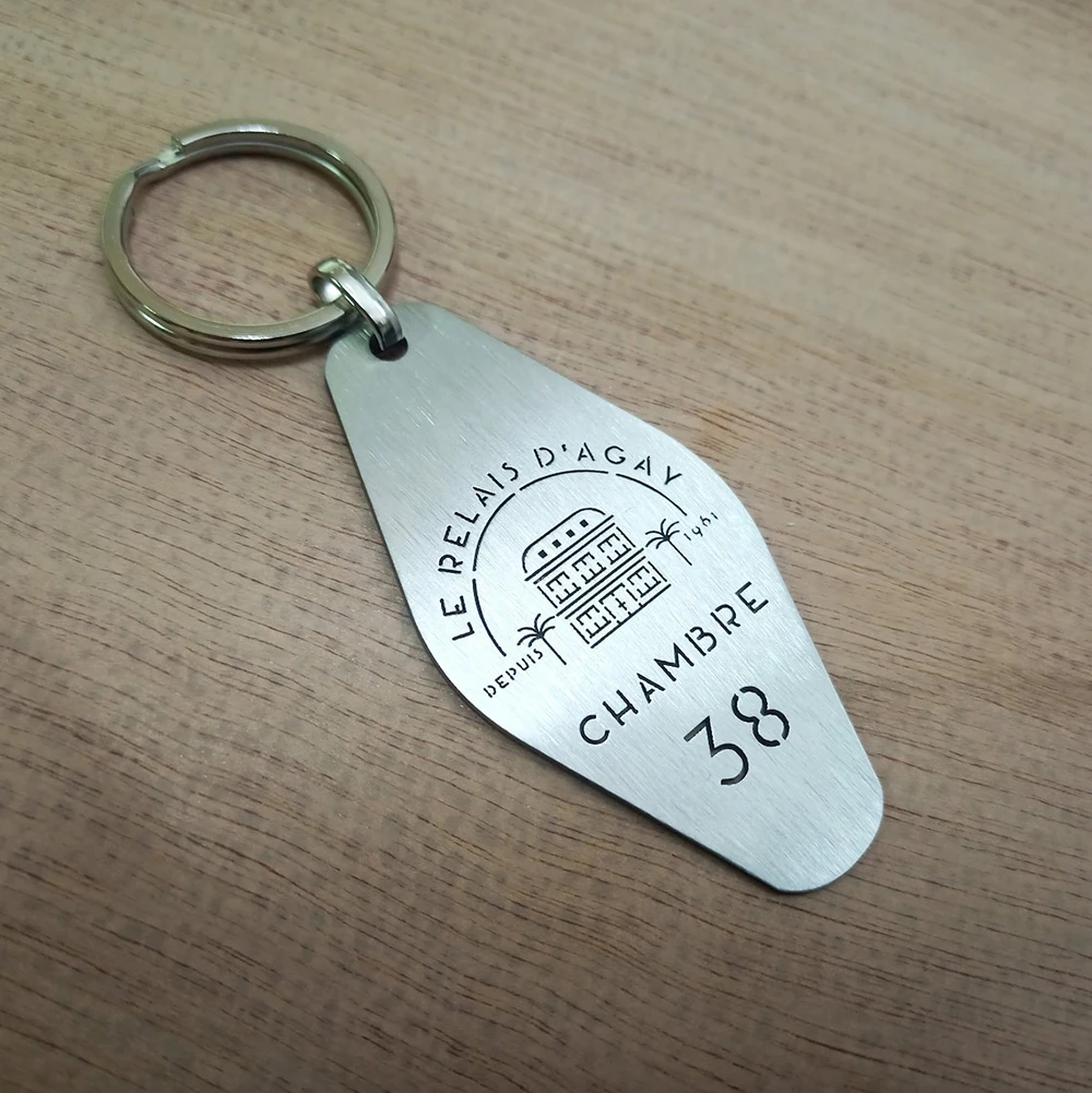 Customized Metal Stainless Steel Hotel Keychain With Logo And Number  room number key plate, wholesale