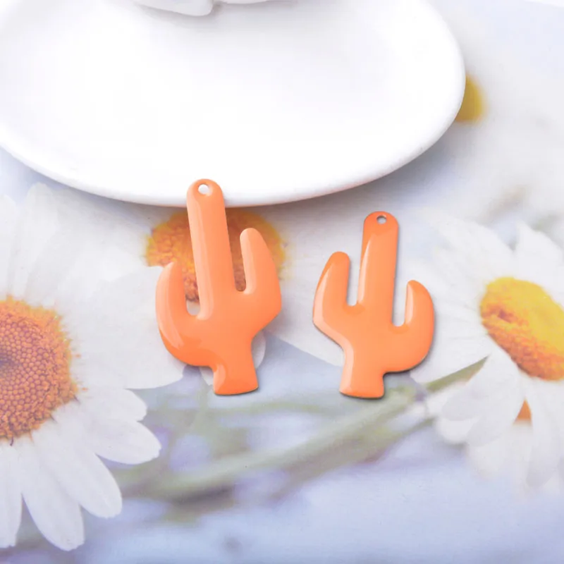 6 Stück Kupfer beidseitig emaillierte Kaktus-Anhänger, bunte Damen-Halsketten- und Ohrring-Accessoires, Öltropfen-Anhänger, DIY-Schmuckzubehör – Detail 8