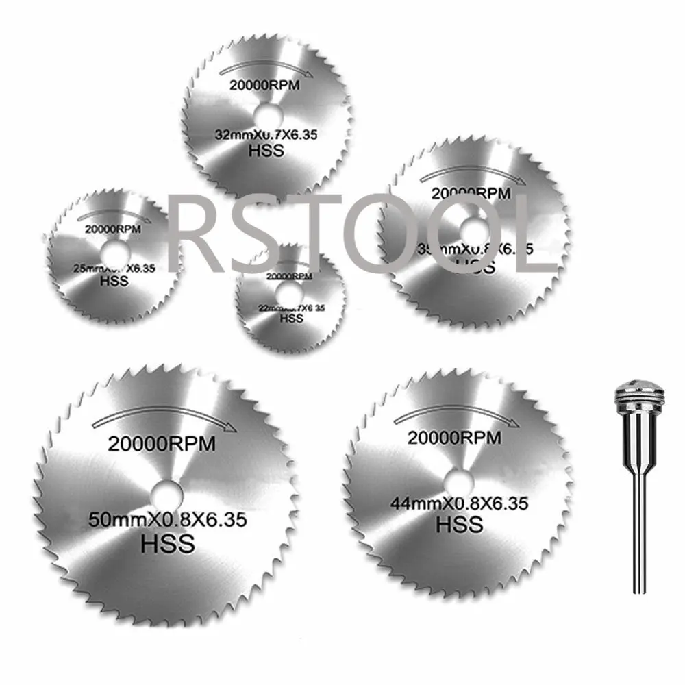 6pcs 1/8" HSS High Speed Steel Circular Saw Blades for Dremel Rotary Tool W/ Shank