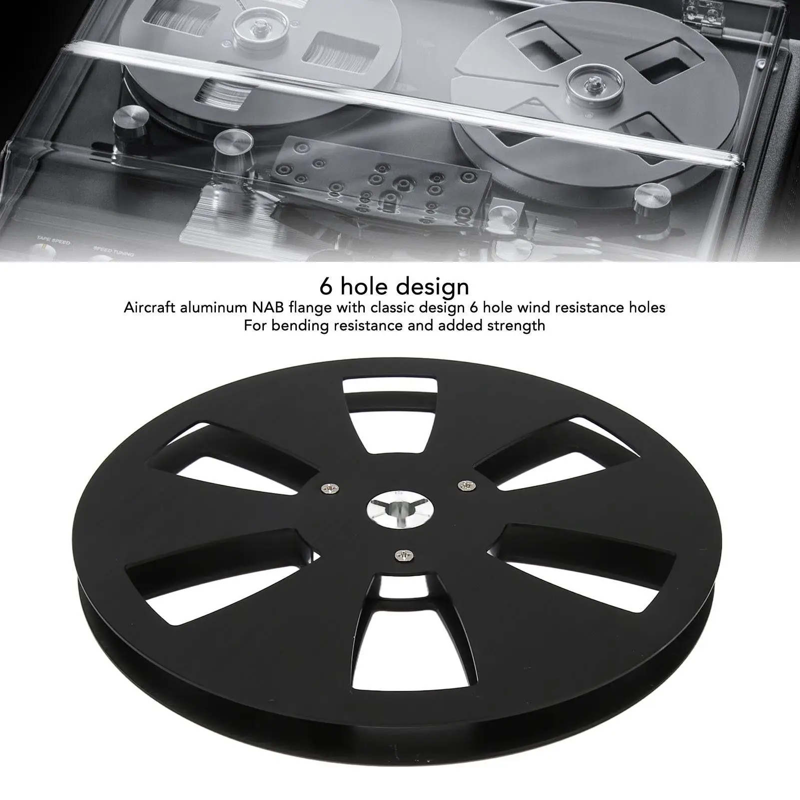 1/4 7-Inch Empty Aluminum Alloy Tape Reel - 6 Hole Universal Takeup Reel for Sound Machines