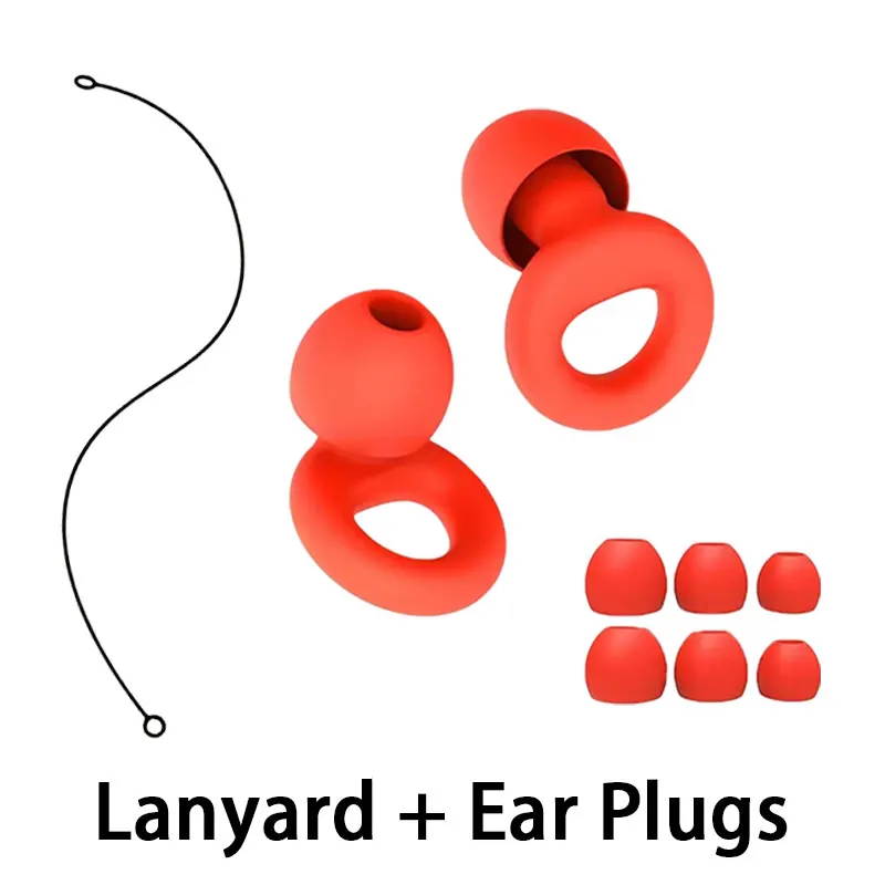 Long‑Time Wear Optimized Silicone earplugs With Silicone Lanyard, Noise Filtering Earplugs for Shower, Sleeping, Exam Review, Ou