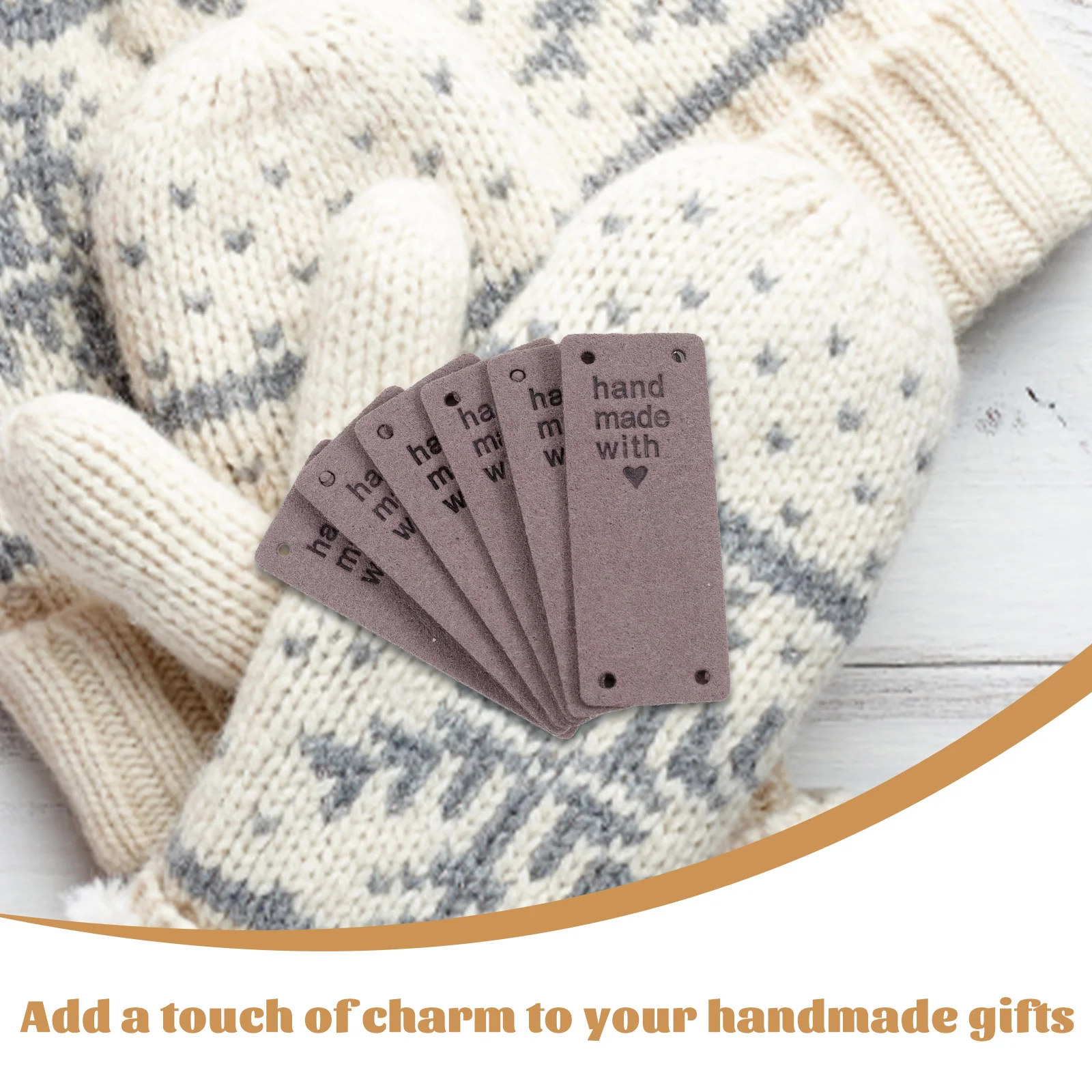

50Pcs Handmade Tags PU Embossed Labels Sew on for Crochet Knitting Clothes Accessories Craft Supplies Handmade Tags
