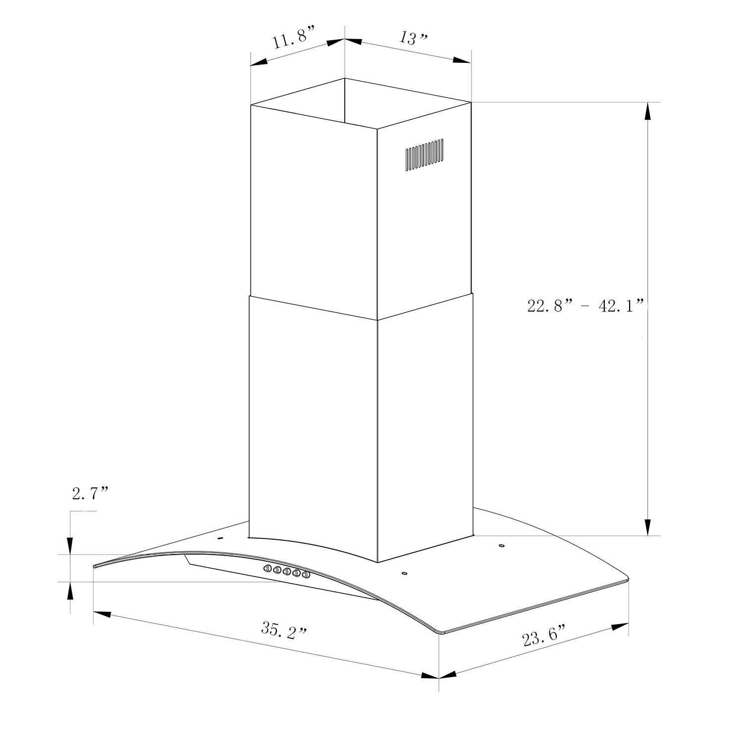 36 Inch Island Range Hood 900 CFM Stainless Steel Ceiling Mount, Touch Control with 4 LED Lights, Permanent Filters Convertible‌