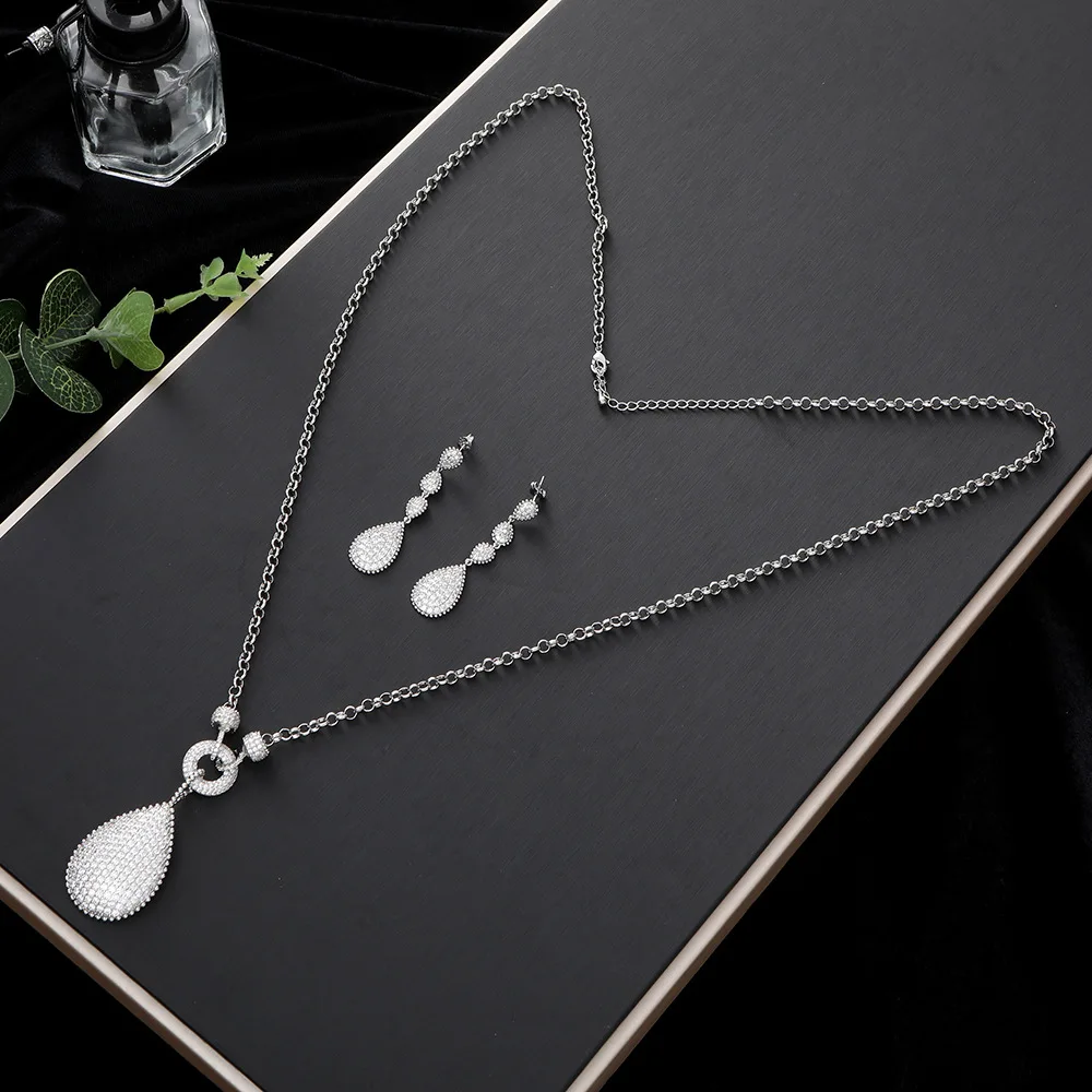 2023 Best Selling Arab 2-Piece Bridal Jewelry Set water drop necklace earrings Jewelry Women's Wedding Party Accessories Design