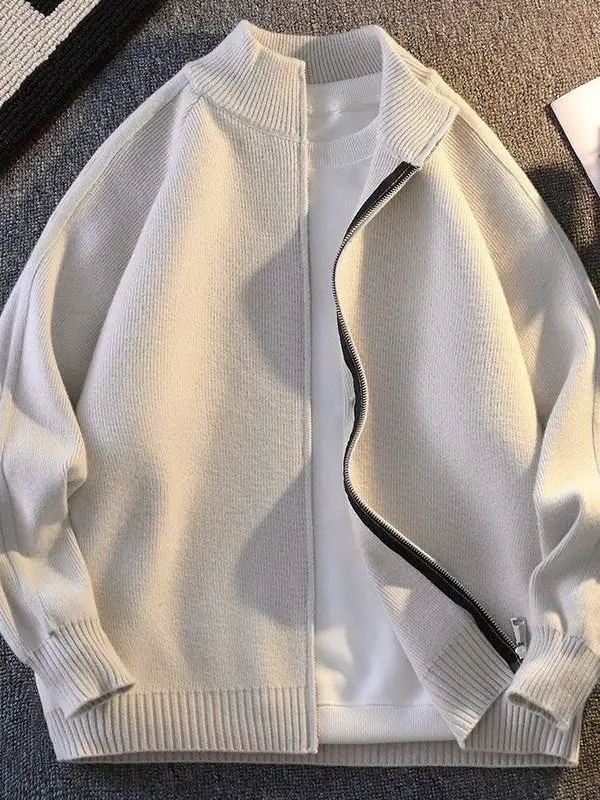 

Men's Zipper Knitted Cardigan Stripe Pattern Stand Collar Casual All-Match Autumn Winter New Sle Warm And Comfortable Sweat...