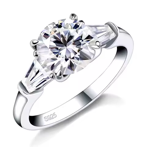 FIRERING 100% Shining Moissanite Ring 1-2ct with Certificate Passed Diamond Test Rings Women Wedding Jewelry Gift S925 Silver