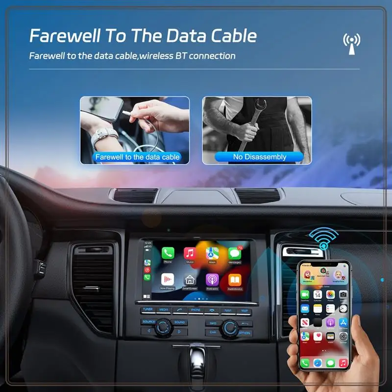 

All Factory Compatible Wireless Carplay Adapter, Converts Wired Carplay To Wireless, Effortless Plug & Play Installation