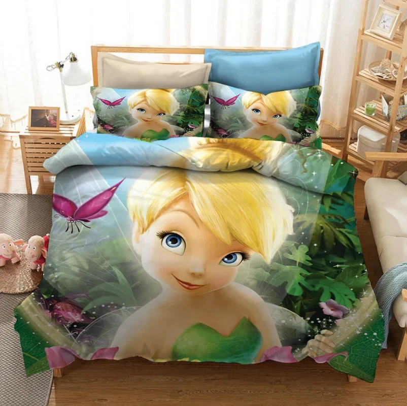 Disney Tinker Bell Fairy Of The Wings Bedding Sets Duvet Cover And Pillowcase Full Size Bed Set Comforter Set For Home Decor