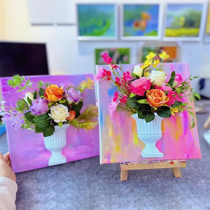 French Oil Painting Half Wall Vase White DIY Flower Arrangement Vase