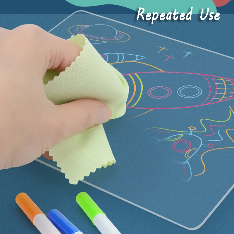 เด็ก LED Luminous กระดานดํา Dawing ของเล่น 3D สีสัน Art Doodle Board Marker ปากกา Pad Montessori การศึกษาของเล่นของขวัญ