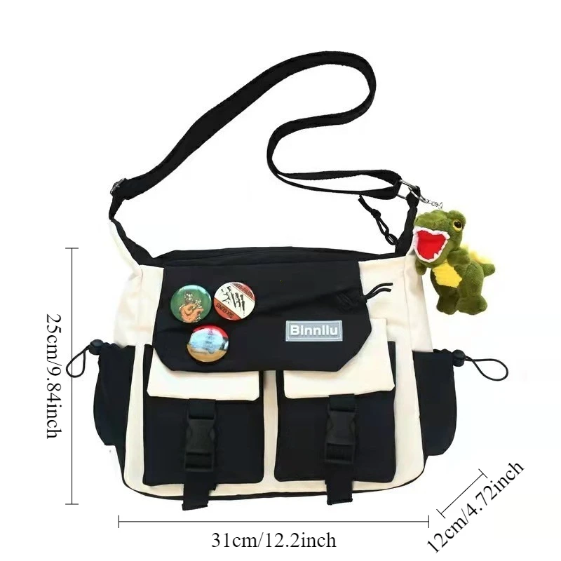 Harajuku Men Nylon Crossbody Bags for Women Messenger Bag Girls School Book Bags Youth Canvas Handbags Shoulder Bag Sac Bolsas image 6