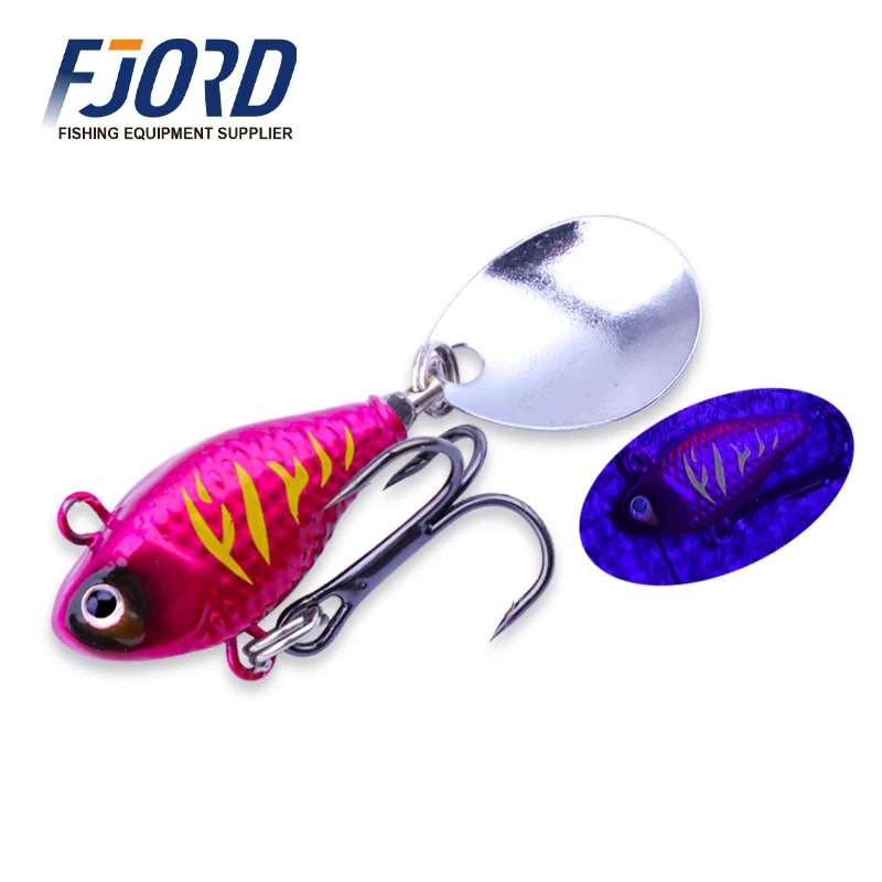 FJORD Spinner 10,5 g 14 g 21 g Angelköder, rotierender Paillettenschwanz, UV-Effekt, Oberfläche, Vib, Jig-Köder, Süßwasser-Salzwasser-Angelartikel