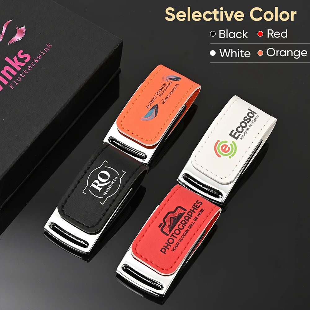 사진 스튜디오 가죽 USB 3.0 플래시 드라이브, 무료 커스텀 로고 메모리 스틱, 128GB, 64GB 고속 펜 드라이브, 32GB 결혼 선물