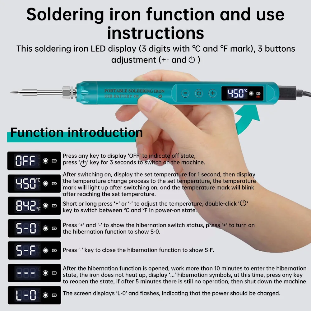 Portable USB Soldering Iron, Multi-functional USB Soldering Iron Case , Cordless Soldering Iron Kit