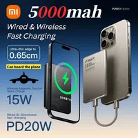 Xiaomi 5000mAh Wireless Power Bank Qi2 Ultra Slim For Magsafe Fast Charge High Capacity Back clip Battery For iPhone Samsung New