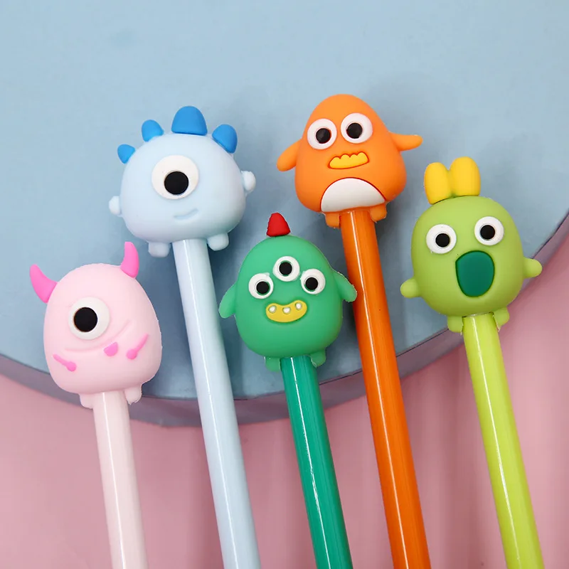 3pcs Little Monster Gel Pens Cute Cartoon 0.5mm Ballpoint Blue Color Ink for Writing F7470