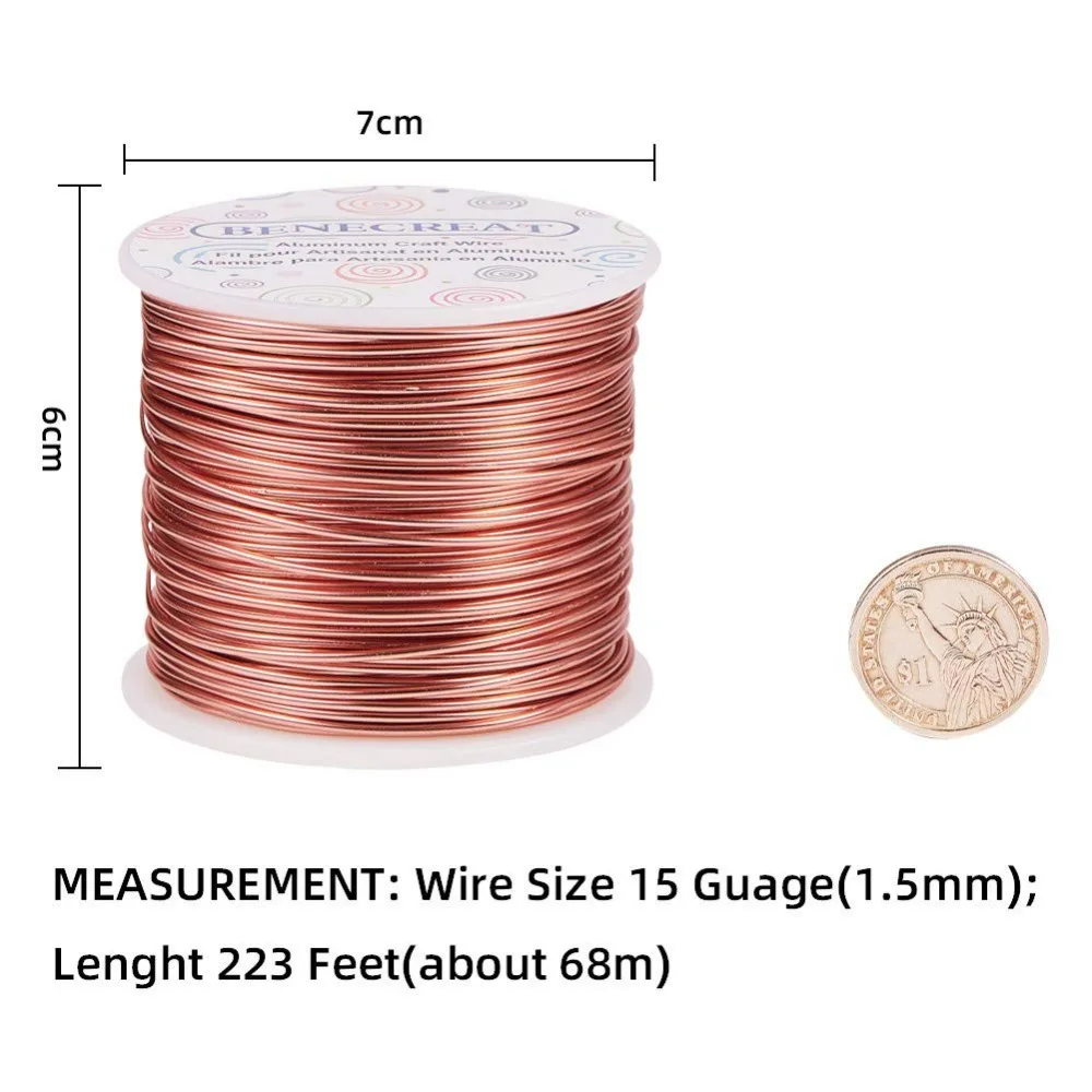 15 Gauge 220FT Aluminum Wire Jewelry Craft Making Wire Anodized Metal Beading Wire for Floral Craft, Gem Wrapping, Necklace