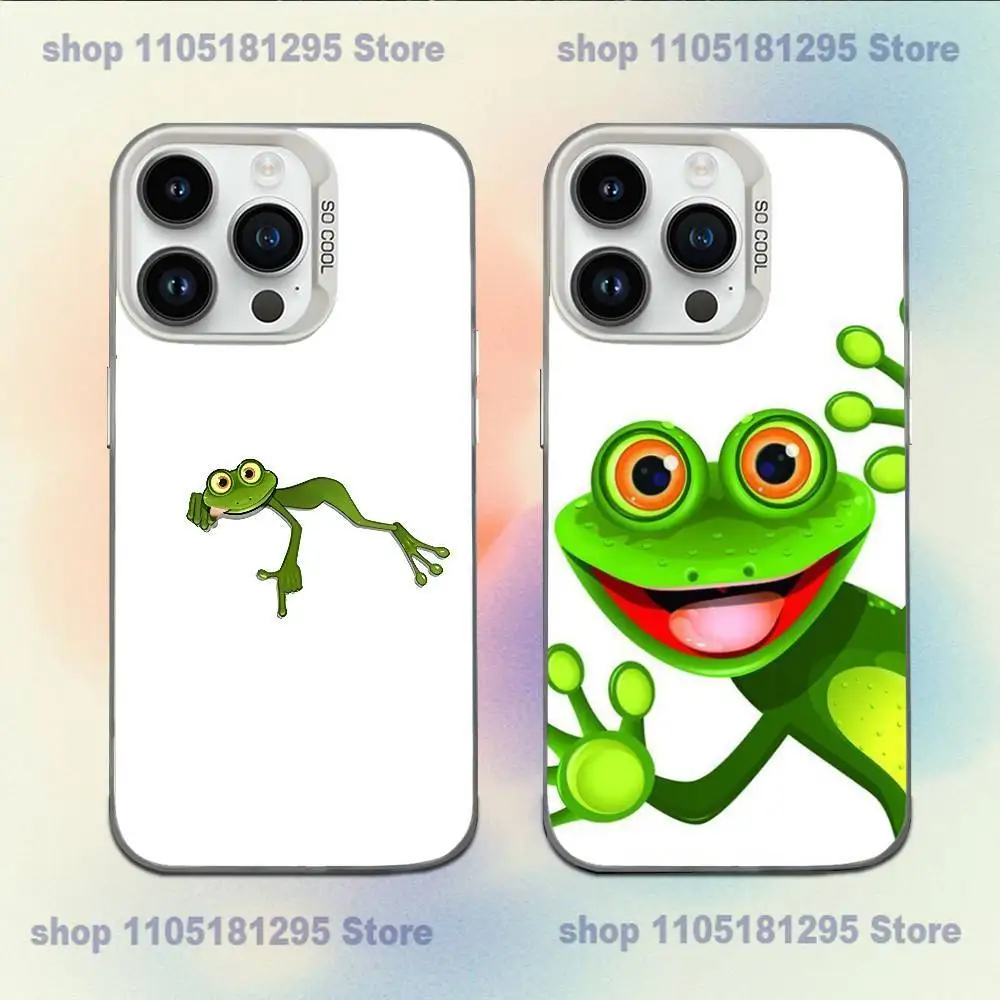 

Cute Funny Frog Phone Case For iPhone XR,17,16,15,14,13,12,11,X,Mini,Pro,E,MAX White Candy Matte Shockproof Cover