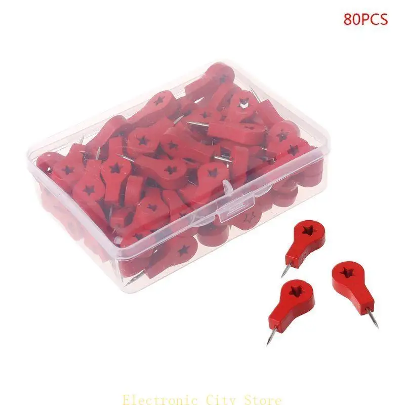 80 PCS علامات الخريطة الخشبية رسم جدار صور جدار الفلين دبابيس Thumbtack Pushpins أدوات الطلاء Hu8d