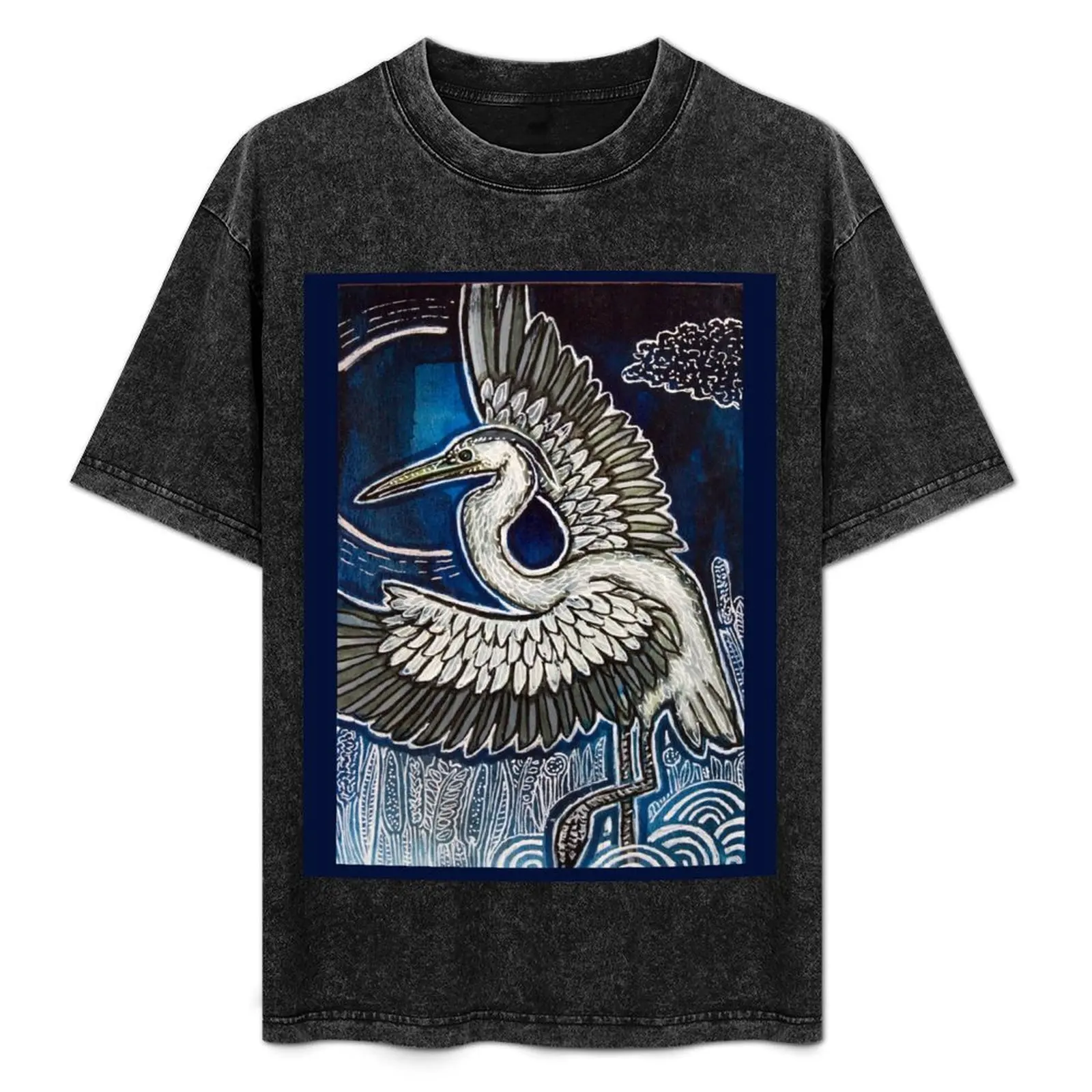 

Dancing Heron T-Shirt Casual Streetwear Short Sleeve Tee