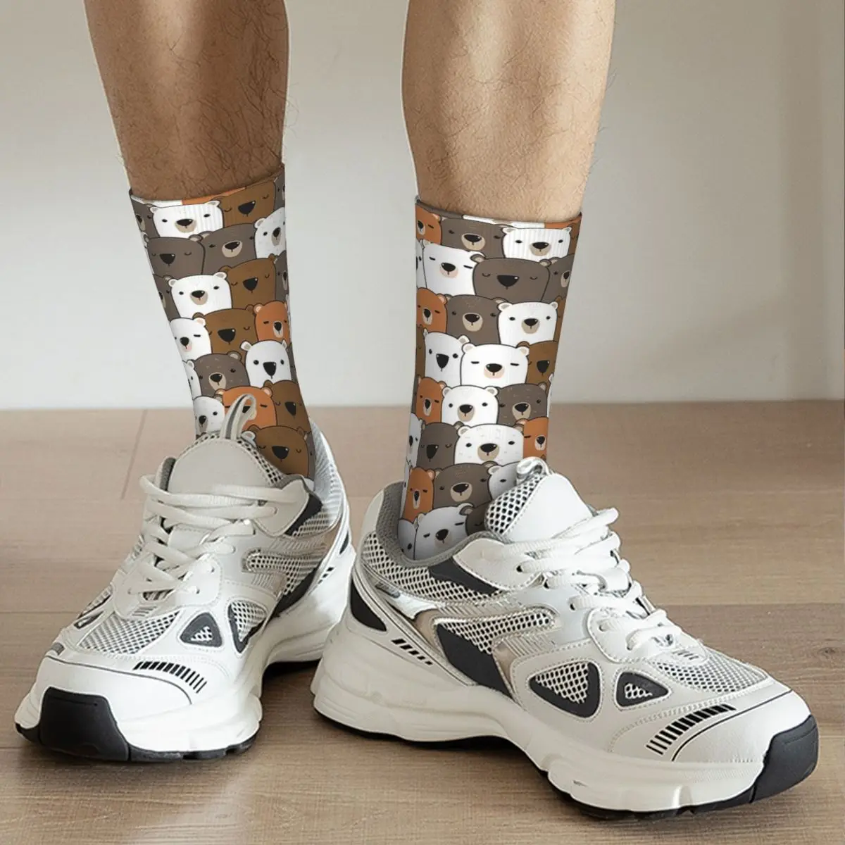 Bears Cute Animals Pattern Socks Harajuku Super Soft Stockings All Season Long Socks for Unisex Valentine's Day Gifts