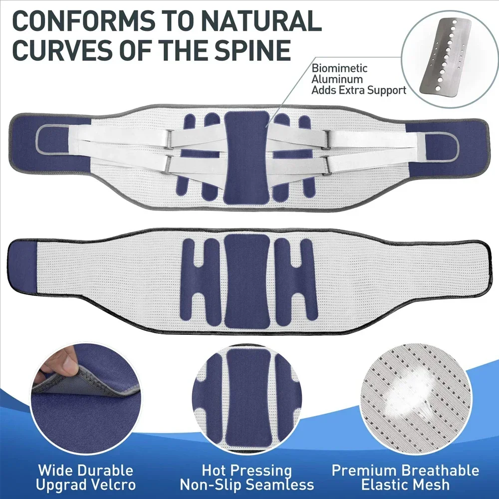 Attelle dorsale pour soulager les maux de dos bas : Support réglable avec coussinet lombaire ergonomique pour l'alignement de la colonne vertébrale, sciatique, scoliose, 1 pièce