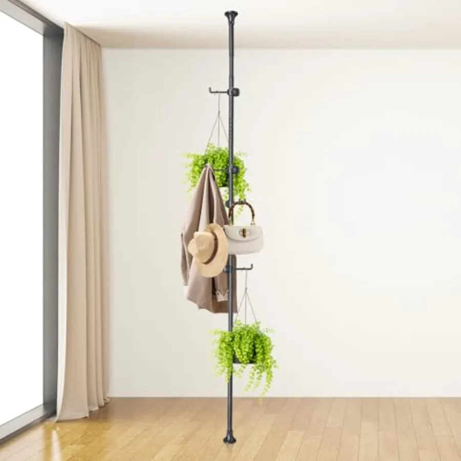 

Напольная вешалка для одежды с 12 крючками - многофункциональный органайзер для прихожей, ванной, угла и хранения растений, без сверления, регулируемая по высоте
