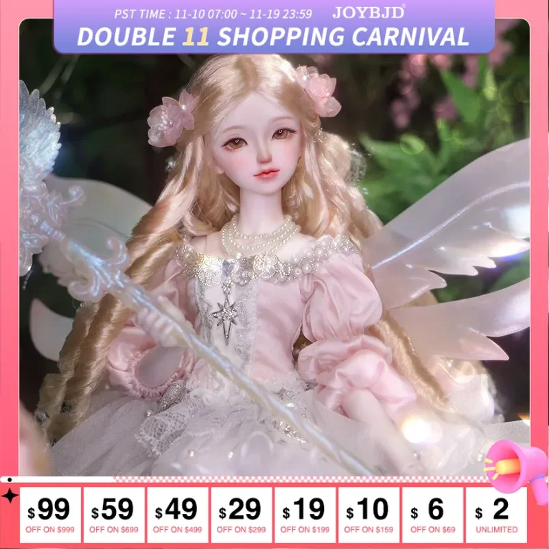 

In Stock JOYBJD Fantasy Angel Muxi 1/4 Bjd Doll English Court Style LDS Graded Pink Wings and Walking Stick Resin Doll