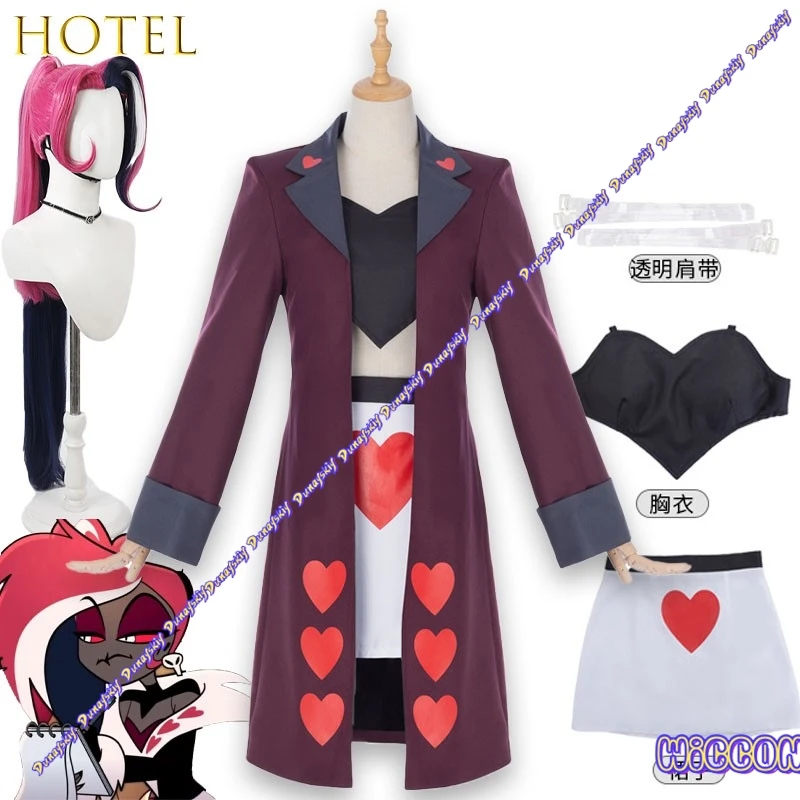 

Бархатный костюм для косплея, демон, двойное платье с волосами пони, сердце, женское платье на Хэллоуин, карнавал, Рождественский наряд