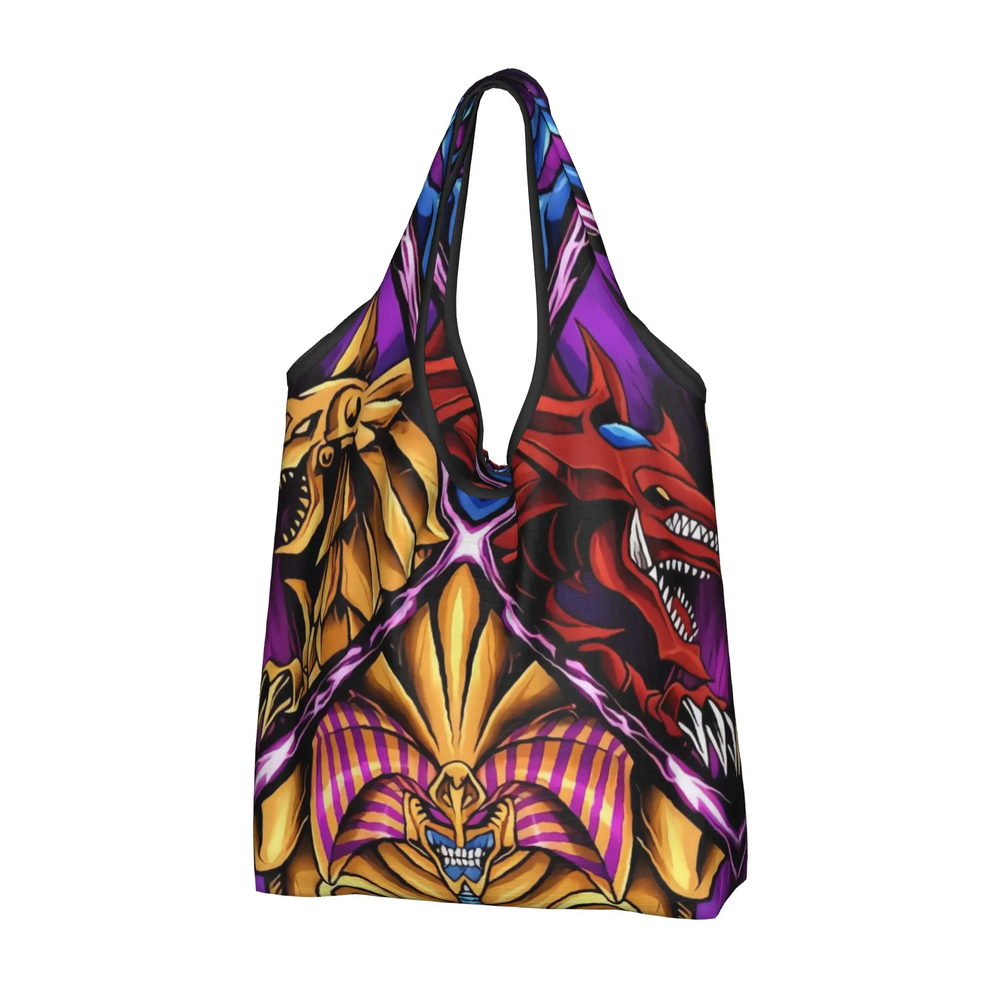 Cartoon Game Yu Gi Oh  Grocery Shopping Tote Bags Women Kawaii Japane Anime Comic  Shopper Shoulder Bags Large Capacity Handbag