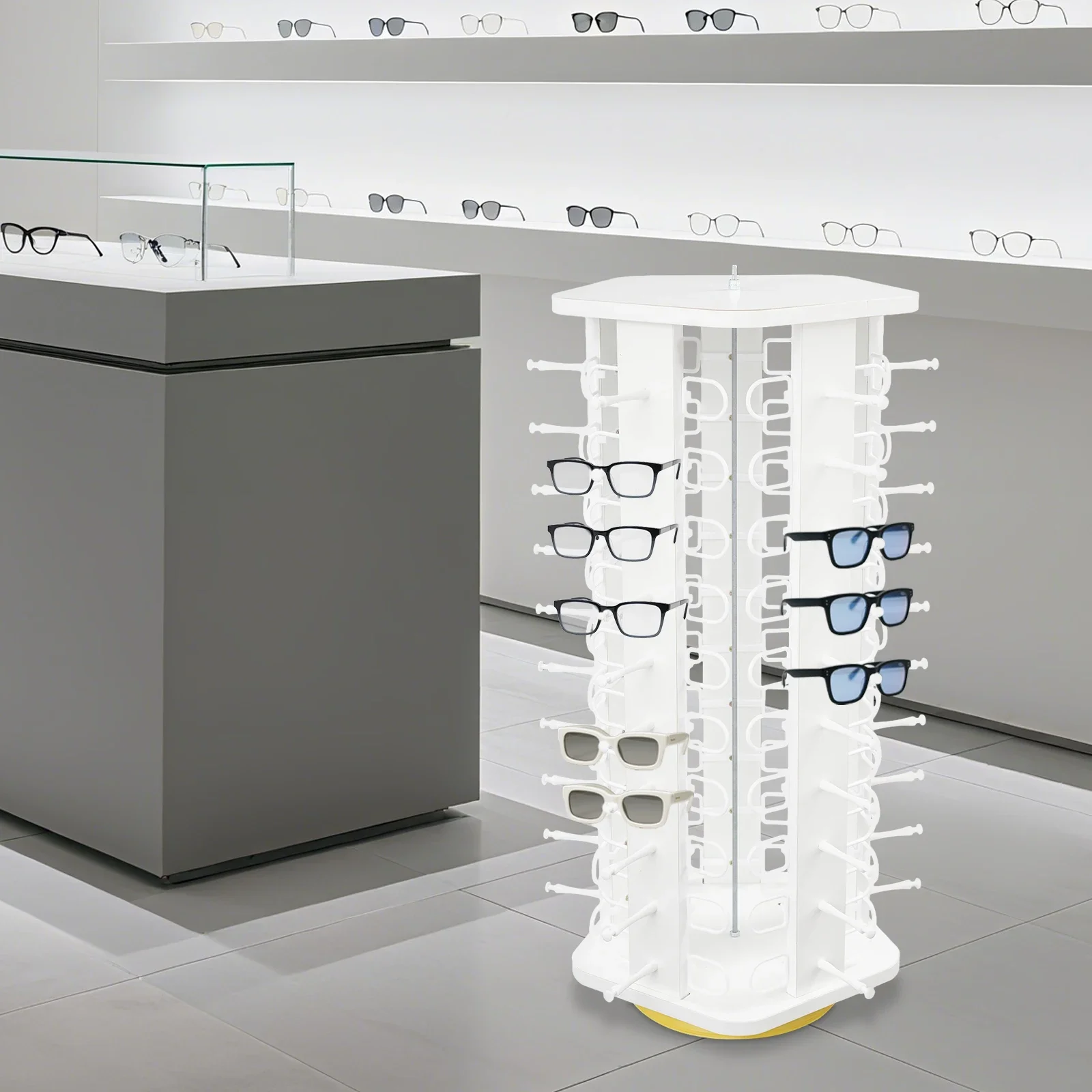 

Rotating Glasses Storage Display Stand, Modern Sunglasses Storage Organizer, Commercial Eyewear Display Rack