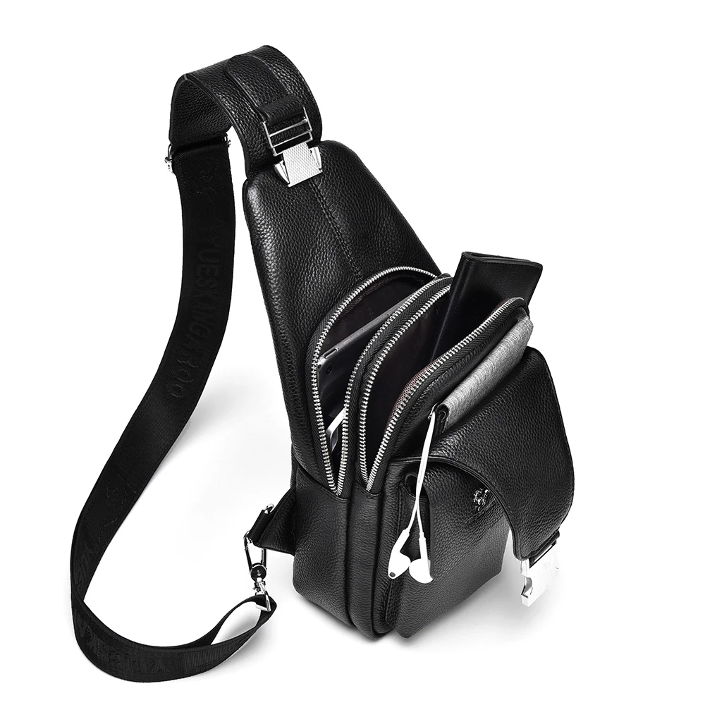 متعددة الطبقات جلد طبيعي الرجال حقيبة صدر للرجال الأعمال التنقل الجانب حقيبة جلد البقر حقيبة كروسبودي سعة كبيرة حقيبة رافعة الذكور