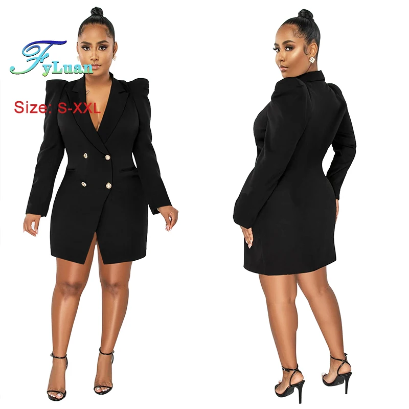 عرض ساخن غير رسمي للموسم بدلة نسائية بياقة مقلوبة سترة مزدوجة أنيقة بأكمام طويلة ملابس مناسبة رسمية