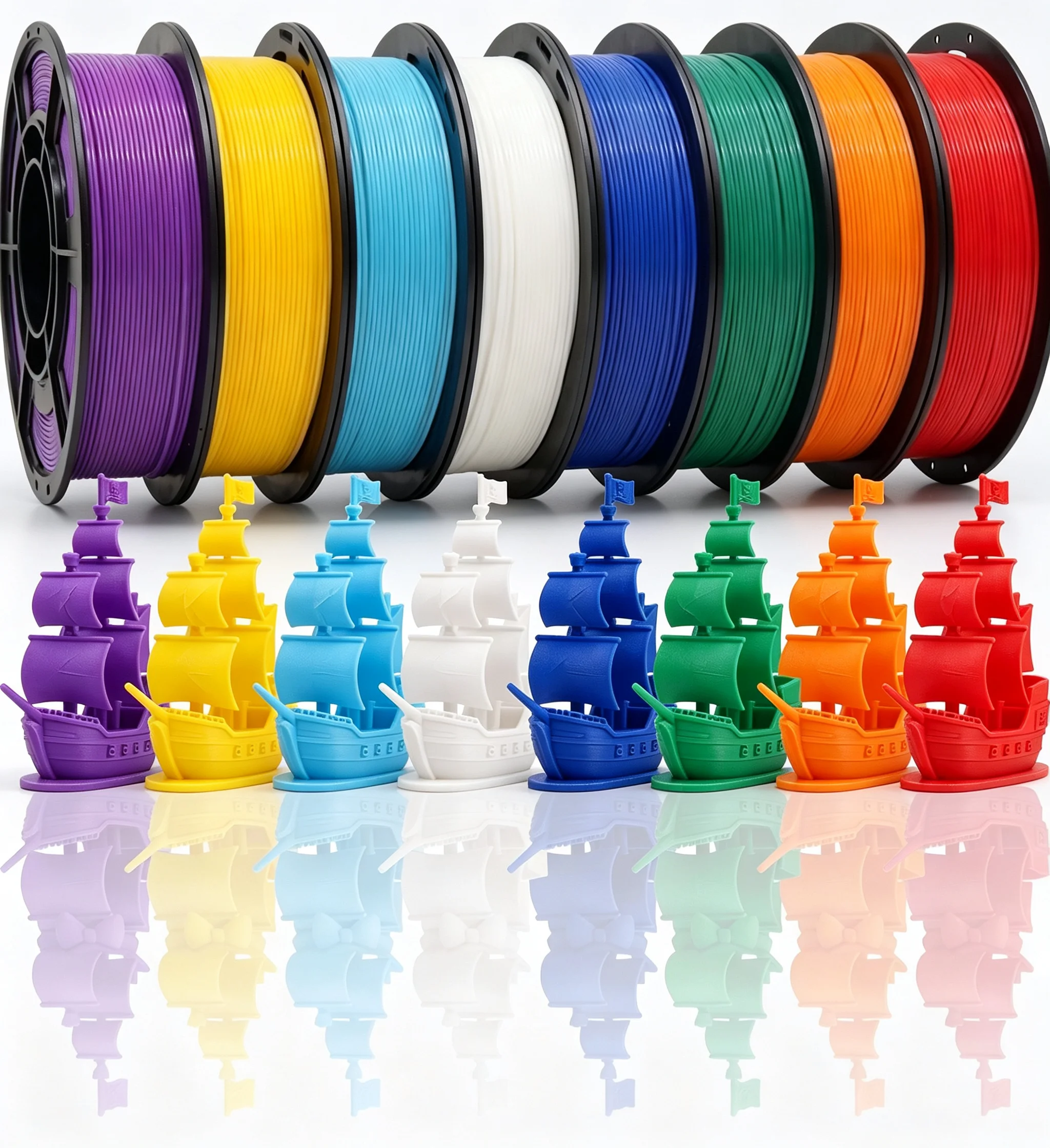 PLA+ 3D Printer Filament Bundle 1.75mm 8 Colors 8 * 250g 1.75mm Dimensional Accuracy +/- 0.02mm, 8 Pack 250g Spool Multicolors,