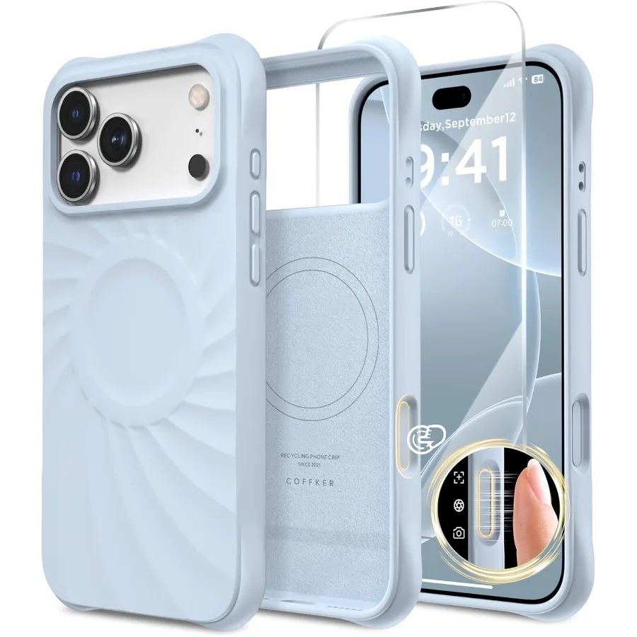 

Baby Blue Shockproof Protective Magnetic Case for iPhone 17 Pro Max 6.9 with MagSafe Compatibility Integrated Silicone Camera C