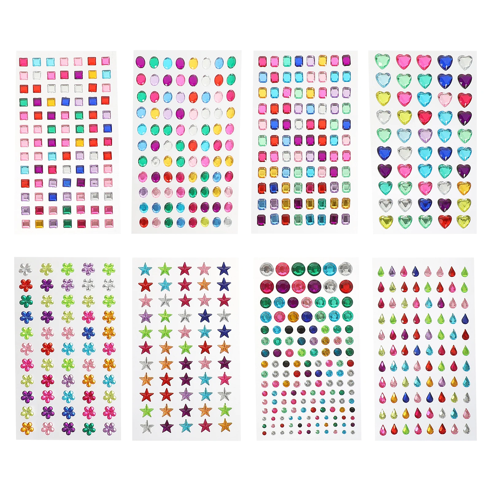 

8 Sheets Pearl Crystal Diamond Sticker Child Gems Plastic Sparkle Crystals Stickers