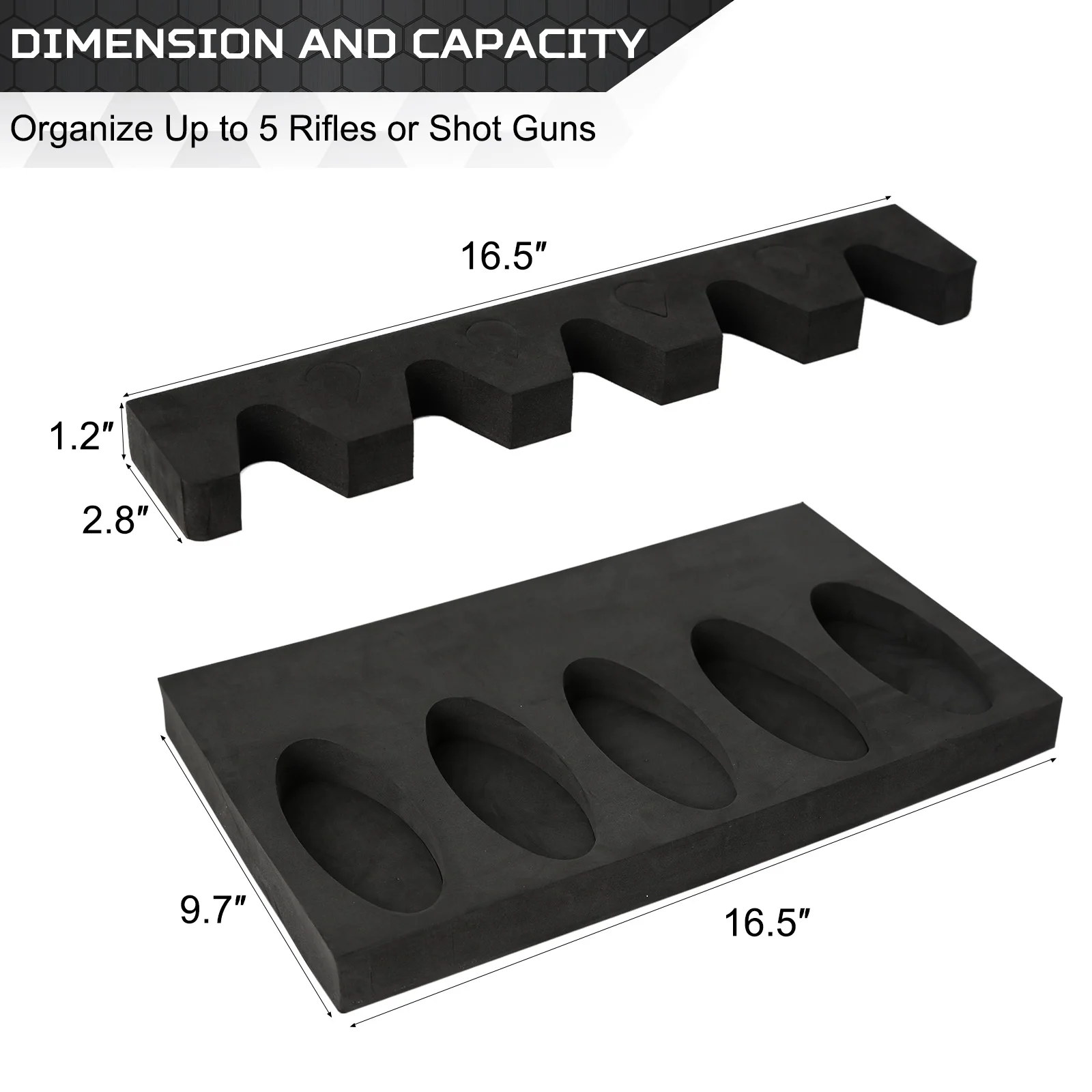 New Style Foam Gun Rack for 5 Guns Storage Hunting Gun Safe Accessory  Rifles Shotguns Wall Mount Gun Holder with Magnetic Strip