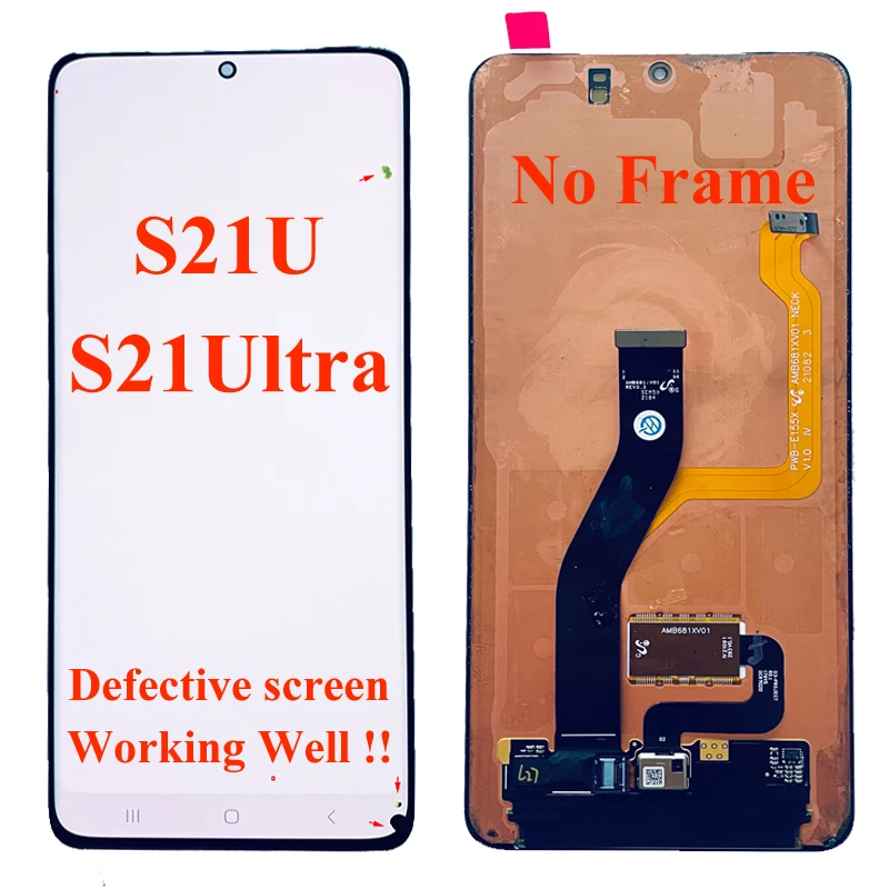 AMOLED G998B LCD For Samsung Galaxy S21 Ultra 5G Display Touch Screen For S21U G998F G998B lcd No Frame Screen With Defects