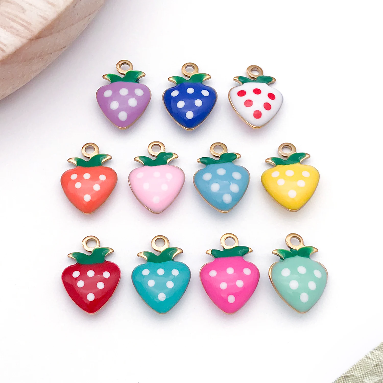 5pcs Stainless Steel Enamel Strawberry Charms, Fruits Pendants For DIY Bracelets Necklaces Earrings Jewelry Making Accessory
