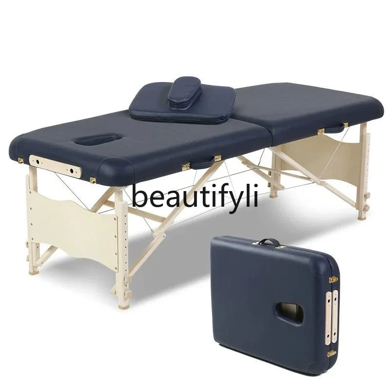 

Folding massage massage bed portable moxibustion solid wood beauty treatment bed