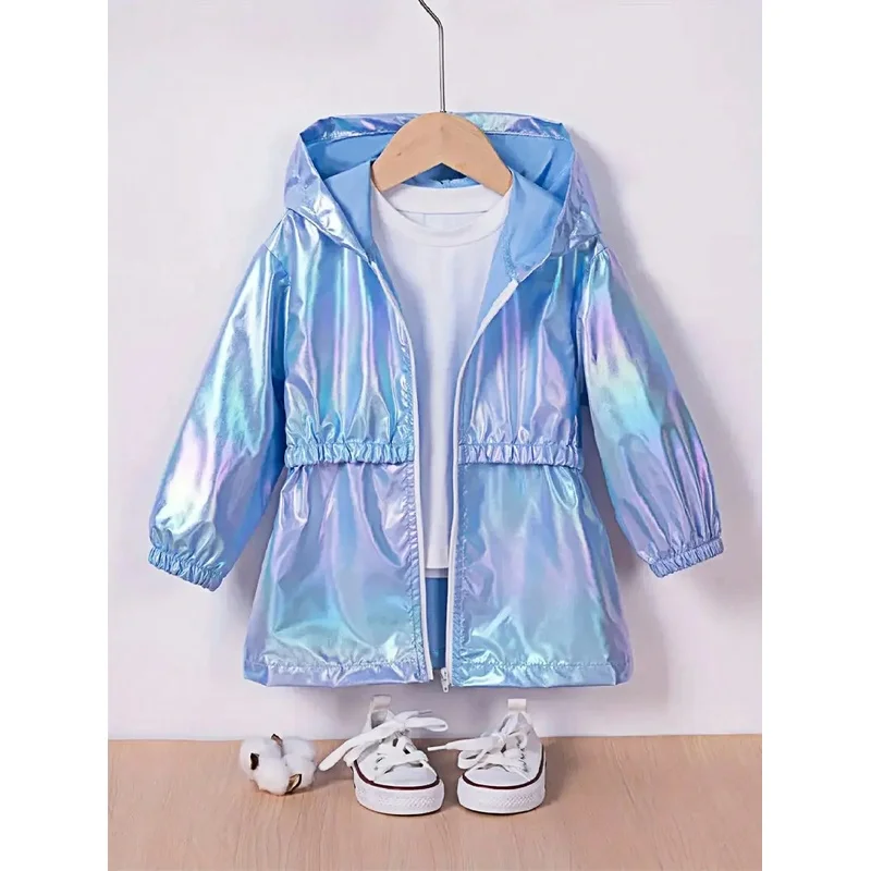 Children's Hooded Long-Sleeved Jacket Summer Casual Fashion Comfortable Thin Zipper Gradient Color Sunscreen Casual Wear