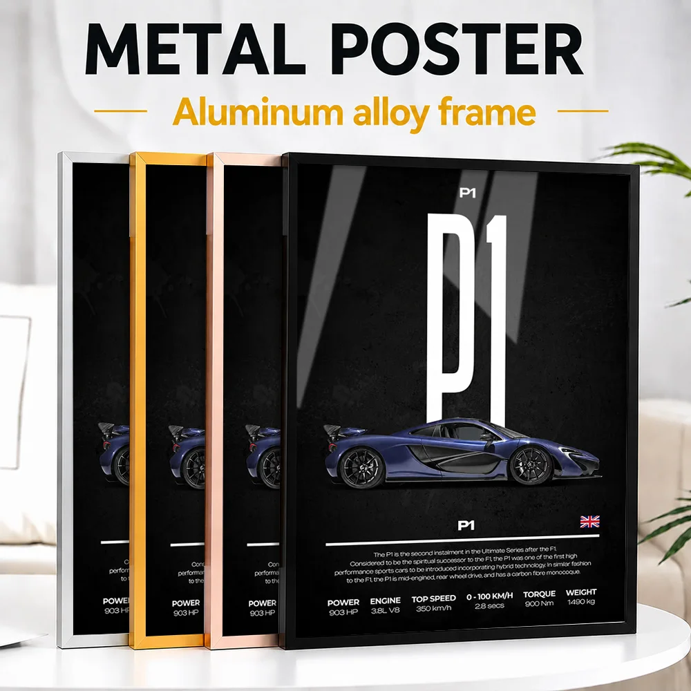 United Kingdom P1 Car Framed Metal Poster Personalized Photo Luxury Machine Style Wall Art For Workshop Premium Collector Gift