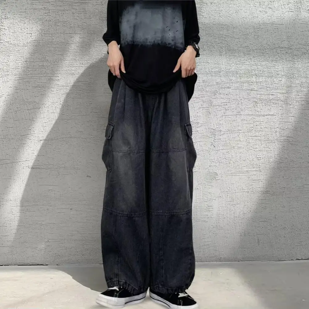 

Women Vintage Streetwear Baggy Cargo Jeans High Waisted Straight Wide Leg Pants Denim Trousers Fairy Grunge Alt Clothes