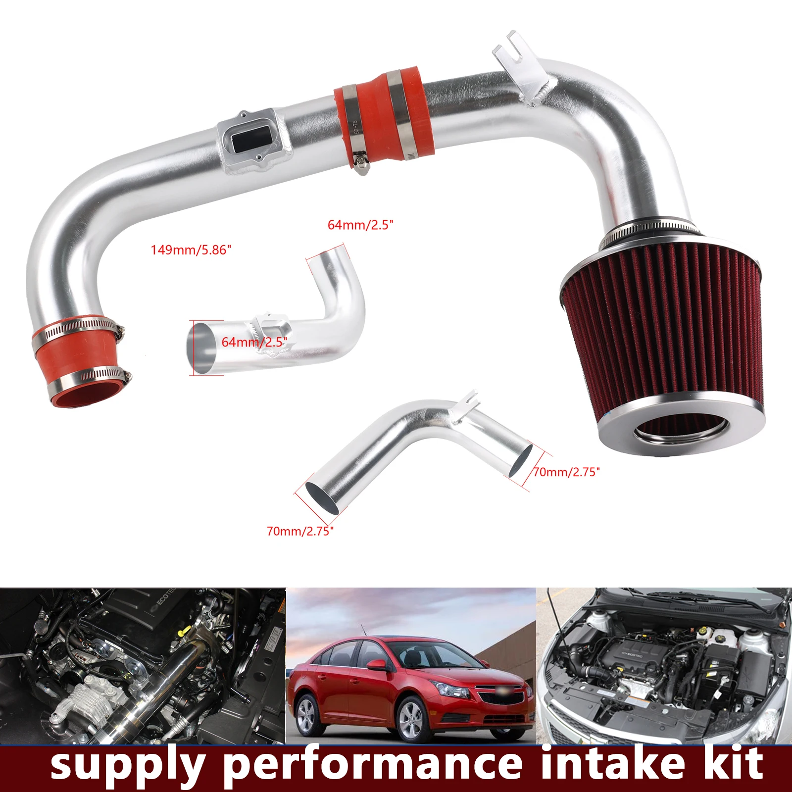 

КРАСНЫЙ для 11-15 Chevy Cruze 1.4L DOHC Turbo Система впуска холодного воздуха + фильтр