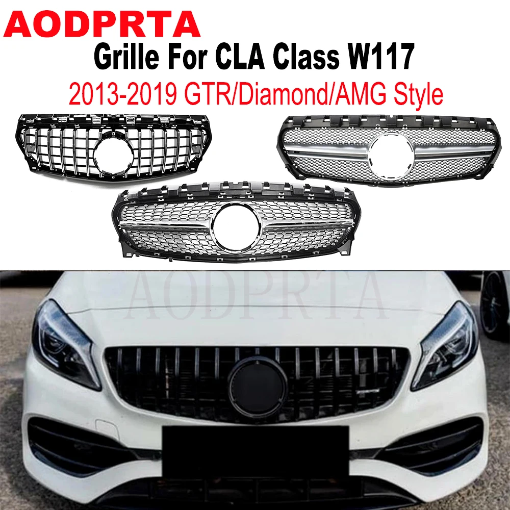 For Mercedes CLA Class W117 C117 CLA200 CLA250 2013-2019 Front Bumper Mesh Hood Grille Grill GTR Panamericana Diamond AMG Style