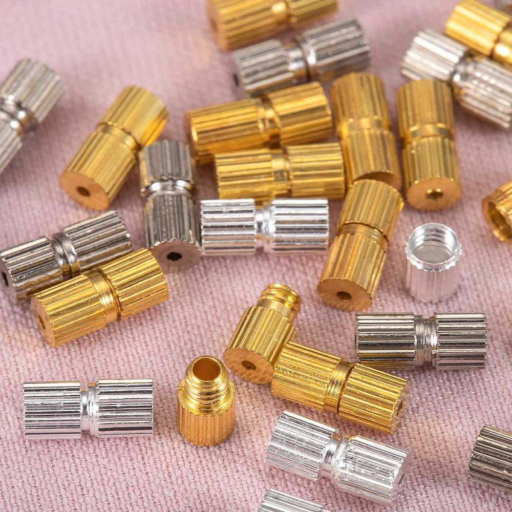 

50pcs 7x3mm Screw Buckle Necklace Connectors Leather Cord Closure Clasps Findings For Diy Jewelry Making Bracelet Accessories